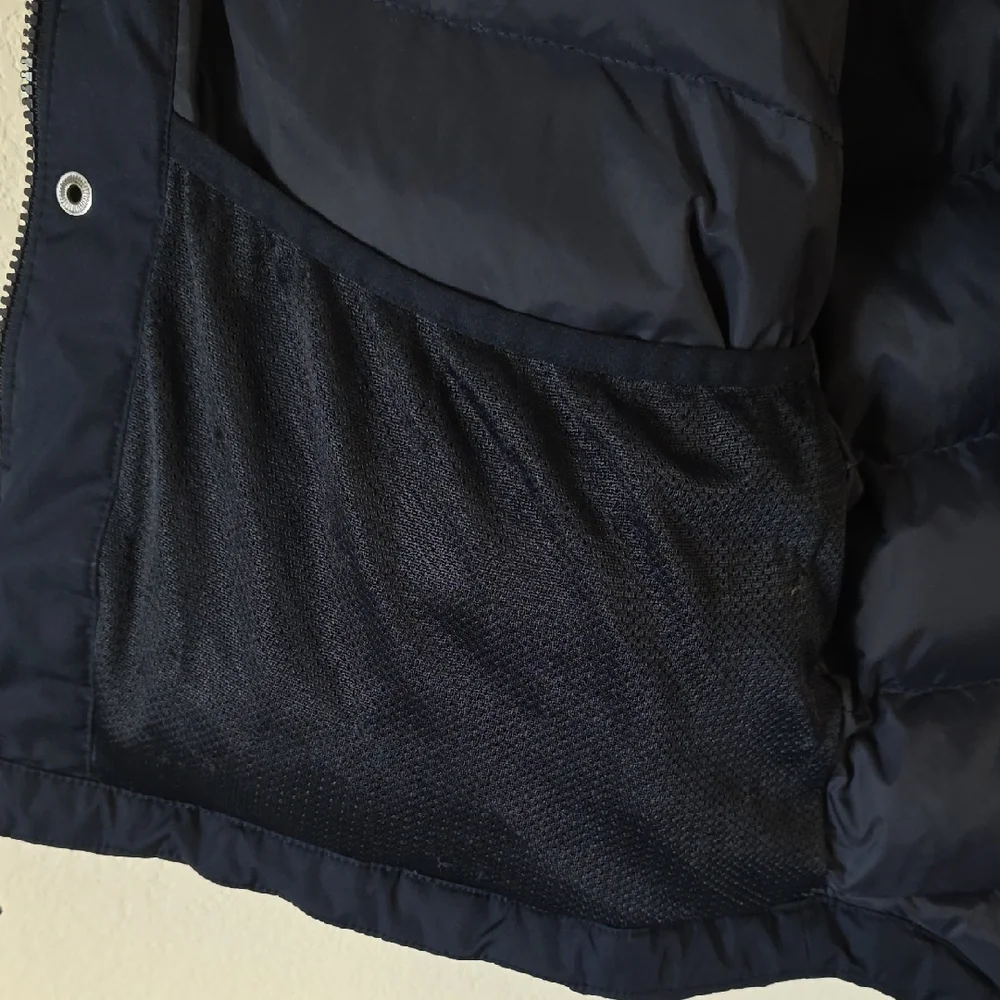 Lands' End - Unisex's Kids Large, Expedition Down Parka Navy Blue Hooded Sherpa